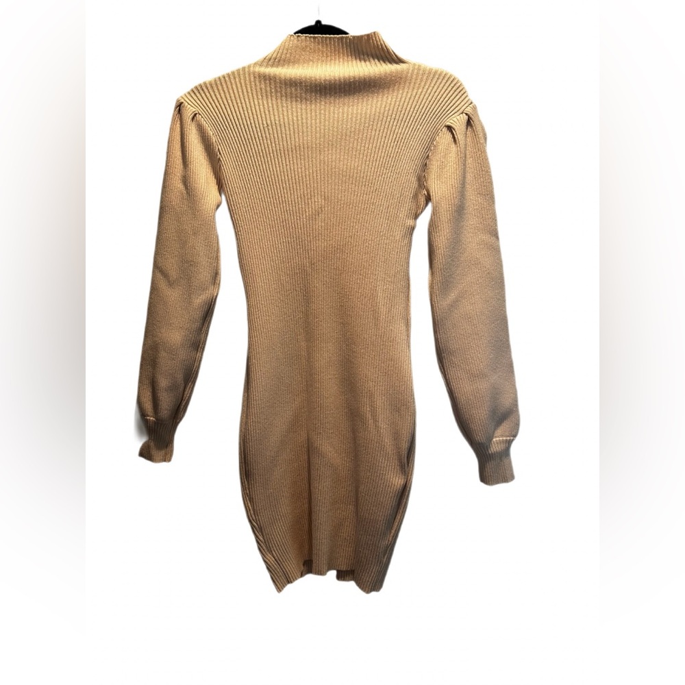 Cream Ribbed Knit Turtleneck Sweater Dress - Size S (US 4-6) - Picture 4 of 4